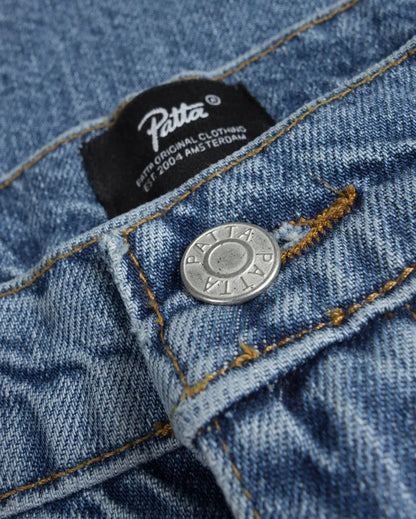 Laserprint Whiskers Denim Pants Light Blue Denim