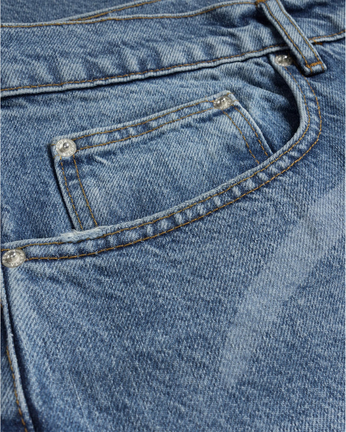 Laserprint Whiskers Denim Pants Light Blue Denim