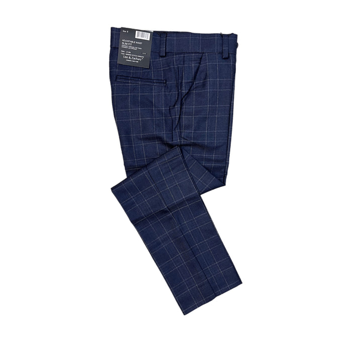 Leo & Zachary Navy Windowpane Wool Pant