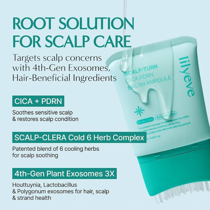 Lilyeve Scalp: Turn Cica PDRN Brush Ampoule 100ml ليلييف سكالب: أمبولة فرشاة تيرن سيكا بي دي آر إن - Princess Cosmetics Qatar