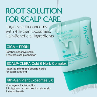 Lilyeve Scalp: Turn Cica PDRN Brush Ampoule 100ml ليلييف سكالب: أمبولة فرشاة تيرن سيكا بي دي آر إن - Princess Cosmetics Qatar