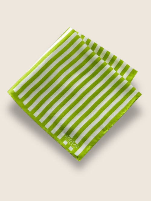 Lime Striped Silk Pocket Square