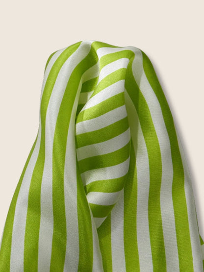 Lime Striped Silk Pocket Square
