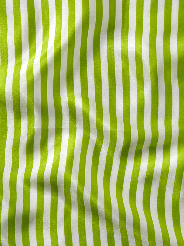 Lime Striped Silk Pocket Square