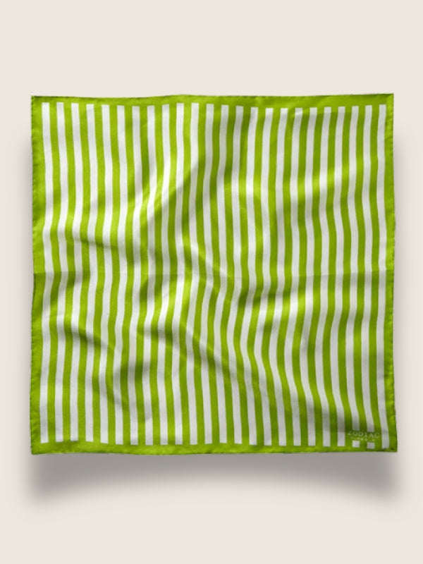 Lime Striped Silk Pocket Square