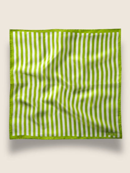 Lime Striped Silk Pocket Square