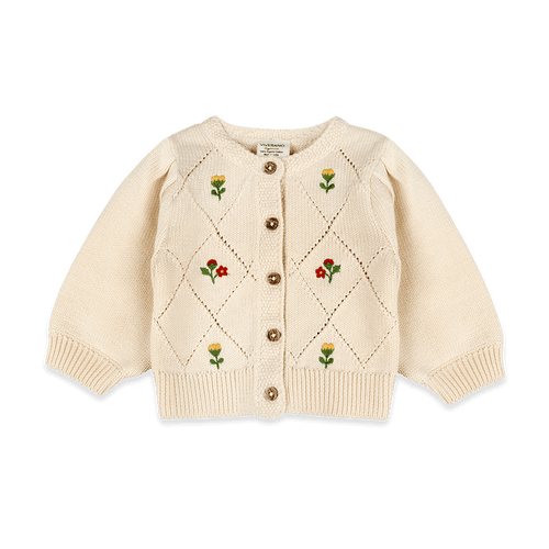 Lisa Floral Embroidered Baby Cardigan, Organic Cotton
