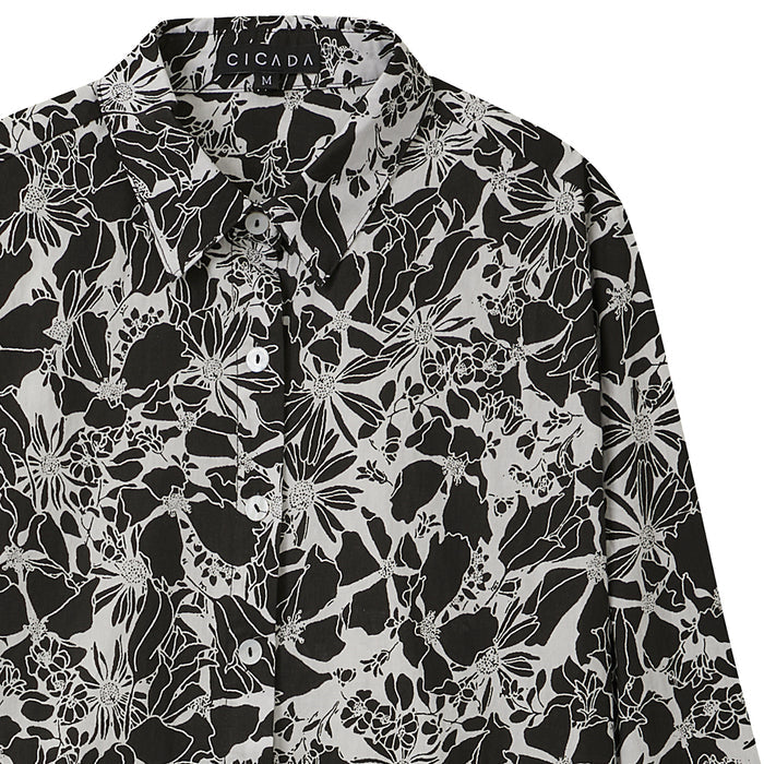 CICADA Long Sleeve Floral Shirt (Black) | Isetan KL Online Store