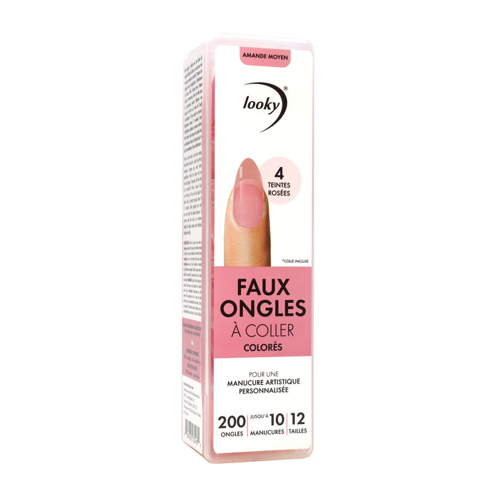 Looky Faux Ongles à Coller Colorés Rose