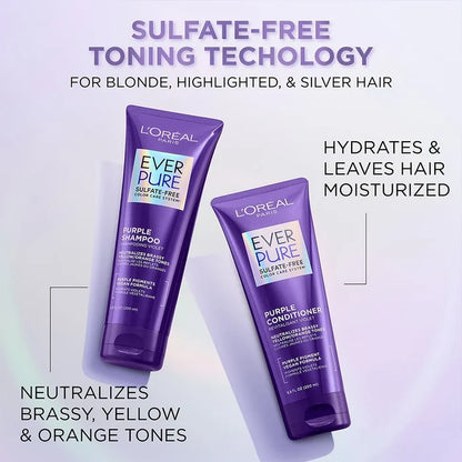 LOREAL PARIS EverPure Sulfate Free Purple Conditioner بلسم لوريال باريس لتصحيح لون الشعر الأشقر والمصبوغ