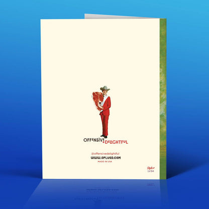 OffensiveDelightful's Love Meat love card featuring humorous beef-themed design on high-quality card stock.