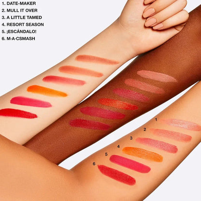 MAC Cosmetics Powder Kiss Liquid Lip Colour in various shades, new in box, featuring smooth, matte finish liquid lipstick.