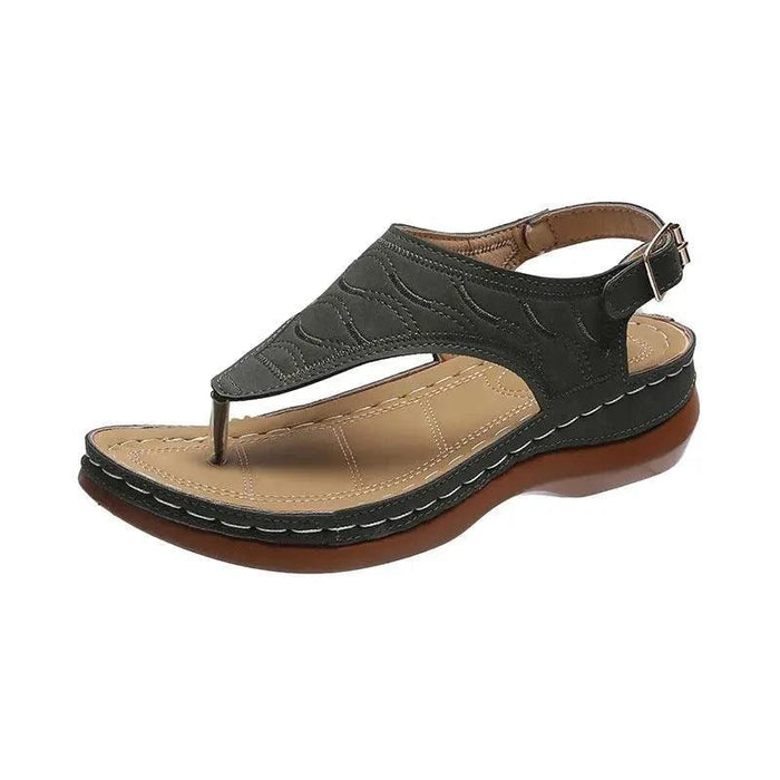 Mandotos Women's Wedge Heel Sandals Casual Flip Flops Solid Color Lightweight Comfort All Day