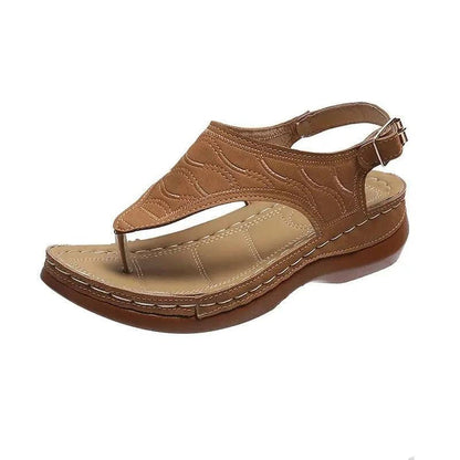 Mandotos Women's Wedge Heel Sandals Casual Flip Flops Solid Color Lightweight Comfort All Day