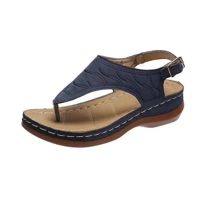 Mandotos Women's Wedge Heel Sandals Casual Flip Flops Solid Color Lightweight Comfort All Day