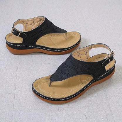 Mandotos Women's Wedge Heel Sandals Casual Flip Flops Solid Color Lightweight Comfort All Day