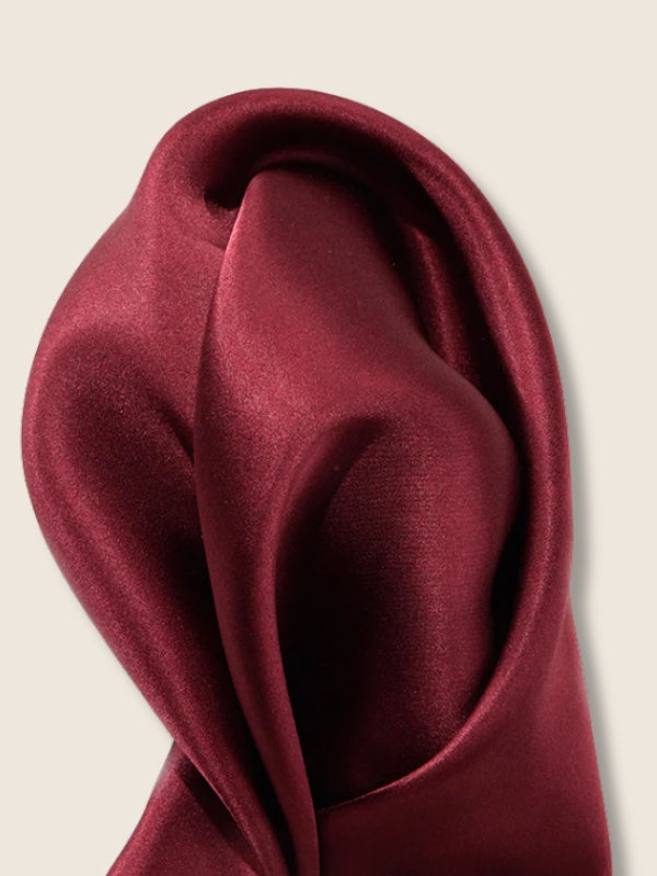 Maroon/Red Solid Silk Pocket Square