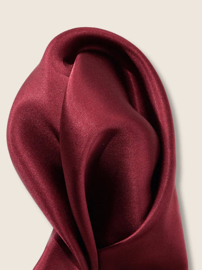 Maroon/Red Solid Silk Pocket Square