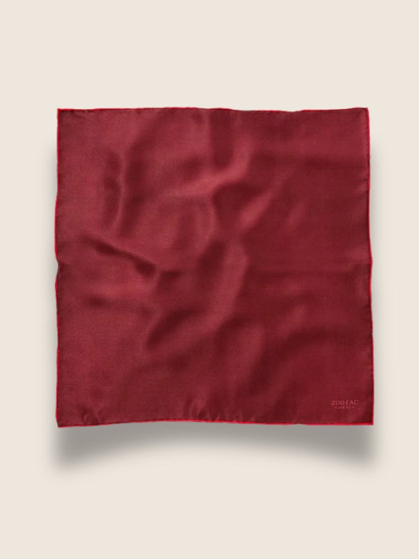 Maroon/Red Solid Silk Pocket Square