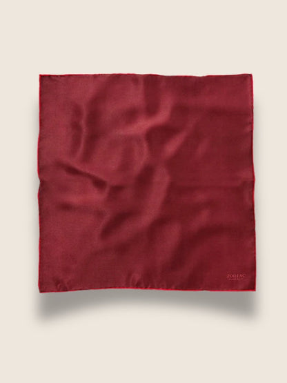 Maroon/Red Solid Silk Pocket Square