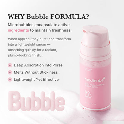 Medicube PDRN Pink Collagen Bubble Serum 95ml مصل فقاعات الكولاجين الوردي من ميديكوب PDRN - Princess Cosmetics Qatar