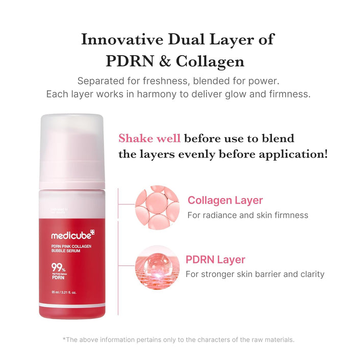 Medicube PDRN Pink Collagen Bubble Serum 95ml مصل فقاعات الكولاجين الوردي من ميديكوب PDRN - Princess Cosmetics Qatar