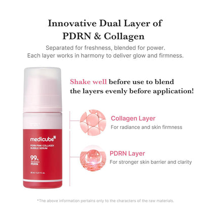 Medicube PDRN Pink Collagen Bubble Serum 95ml مصل فقاعات الكولاجين الوردي من ميديكوب PDRN - Princess Cosmetics Qatar