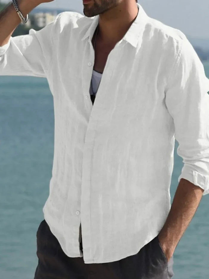 Men's Casual Linen Long Sleeve Shirt