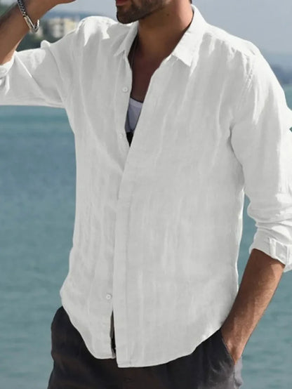 Men's Casual Linen Long Sleeve Shirt