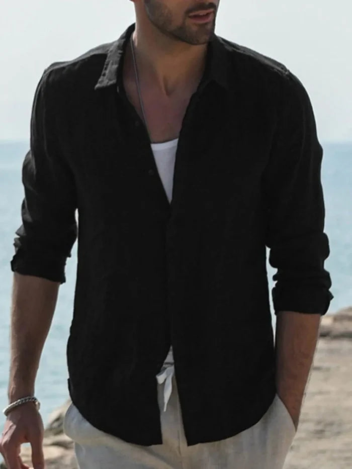 Men's Casual Linen Long Sleeve Shirt
