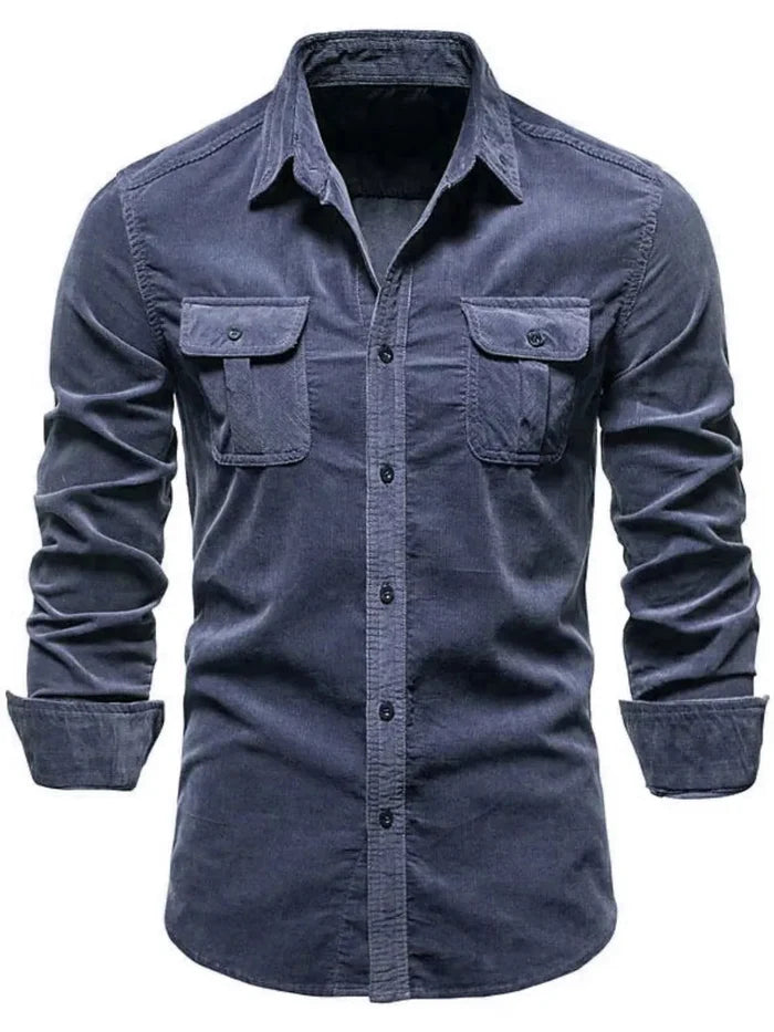 Men's Collared Neck Button Down Shirt w/Chest Pockets