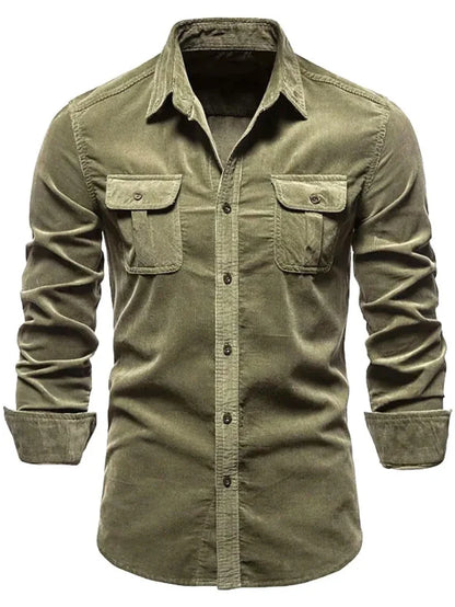 Men's Collared Neck Button Down Shirt w/Chest Pockets