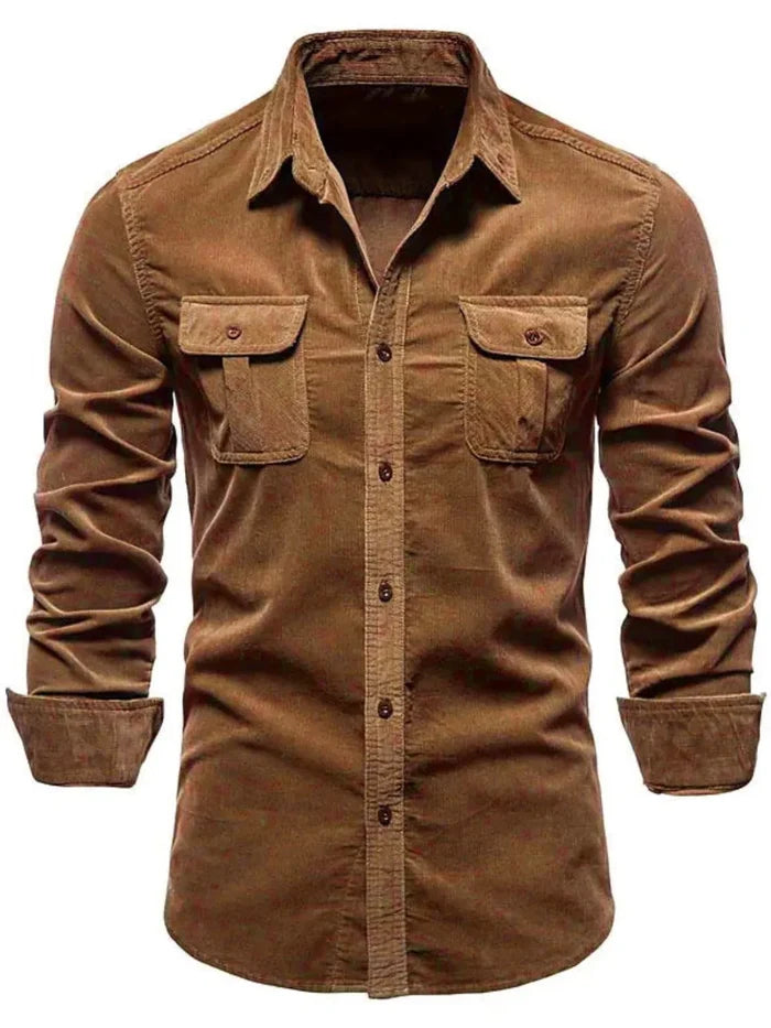 Men's Collared Neck Button Down Shirt w/Chest Pockets