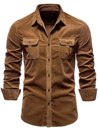 Men's Collared Neck Button Down Shirt w/Chest Pockets