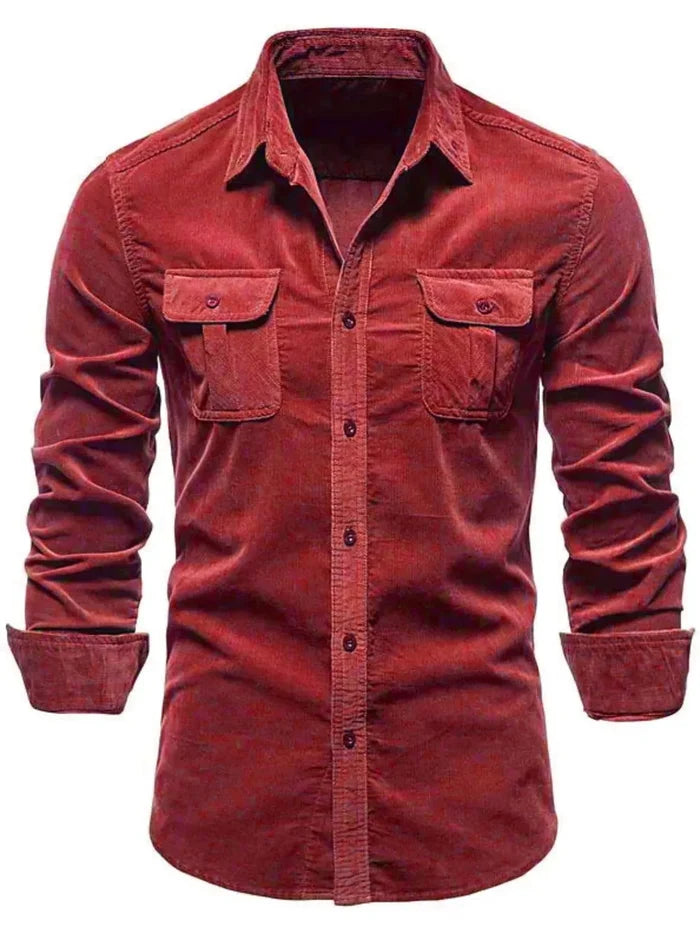 Men's Collared Neck Button Down Shirt w/Chest Pockets