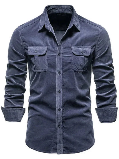 Men's Collared Neck Button Down Shirt w/Chest Pockets