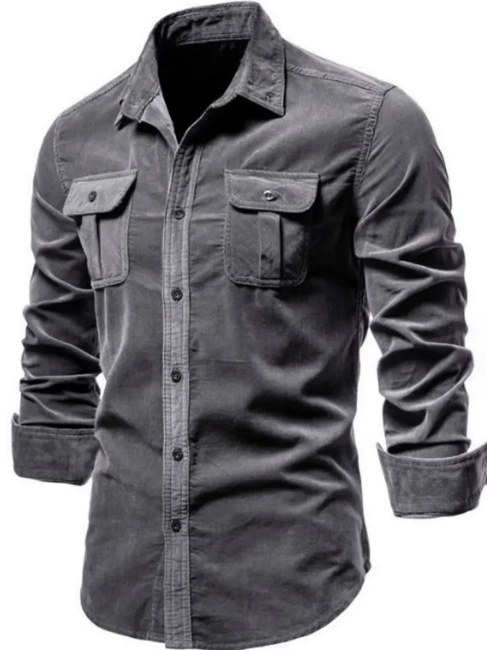 Men's Collared Neck Button Down Shirt w/Chest Pockets