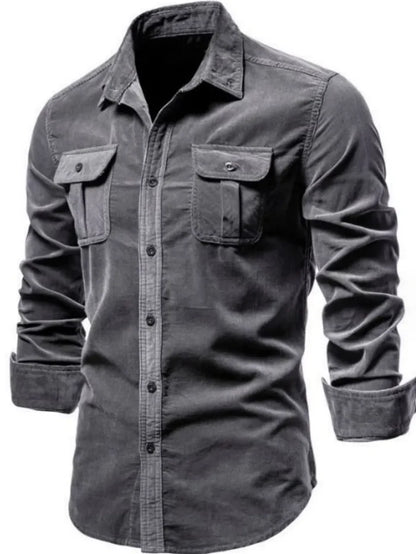 Men's Collared Neck Button Down Shirt w/Chest Pockets