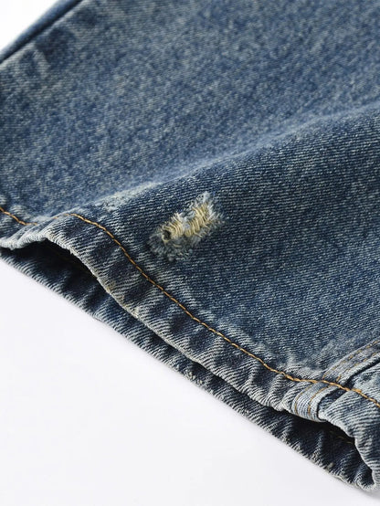 Men's Distressed Bleached Loose Fit Jeans