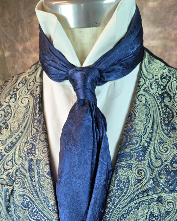 Men's Double Breasted Vest - Periwinkle and Brass Paisley
