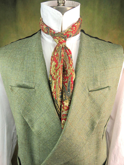 Men's Double Breasted Vest - Seafoam Green with Blue and Copper Windowpane