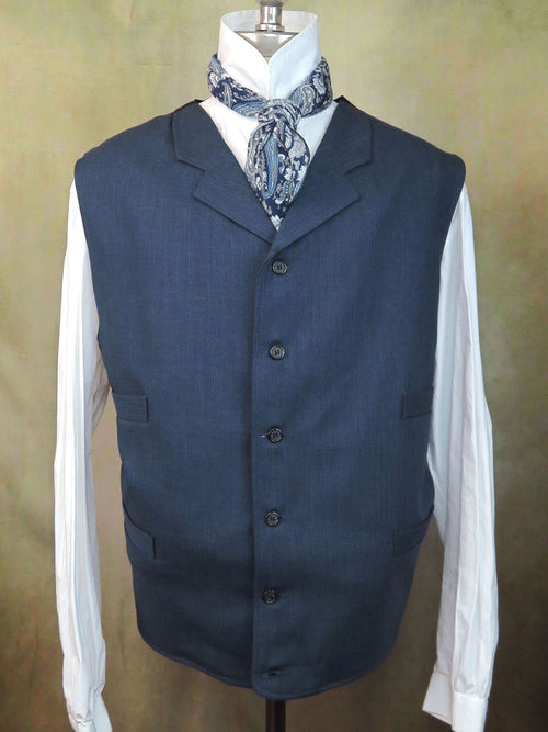 Men's Notch Vest - Blue Pinwhale Wool
