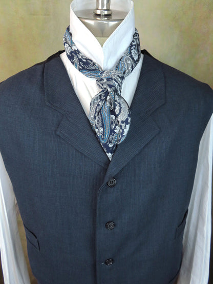 Men's Notch Vest - Blue Pinwhale Wool