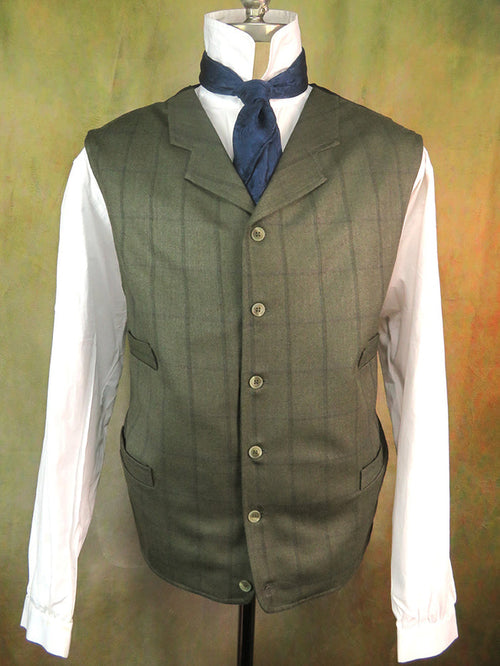 Men's Notch Vest - Greyish Blue Variegated Herringbone with Royal Blue Accent