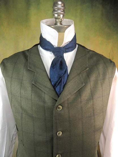 Men's Notch Vest - Greyish Blue Variegated Herringbone with Royal Blue Accent