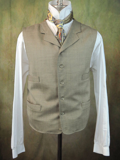 Men's Notch Vest - Pale Grey Tan Herringbone