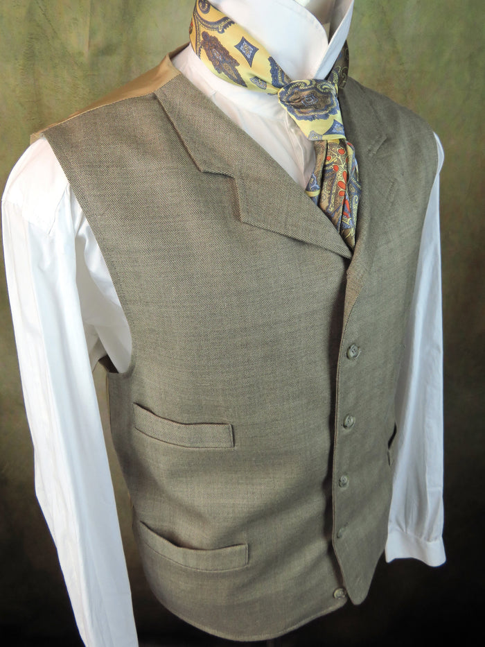 Men's Notch Vest - Pale Grey Tan Herringbone