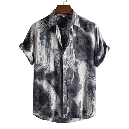 Men's Print Short Sleeve Button-Up Shirt