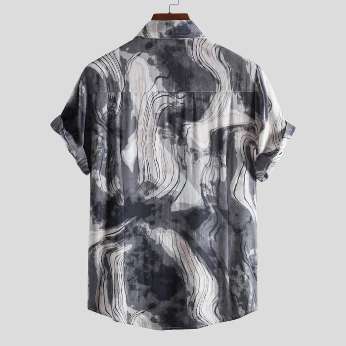 Men's Print Short Sleeve Button-Up Shirt