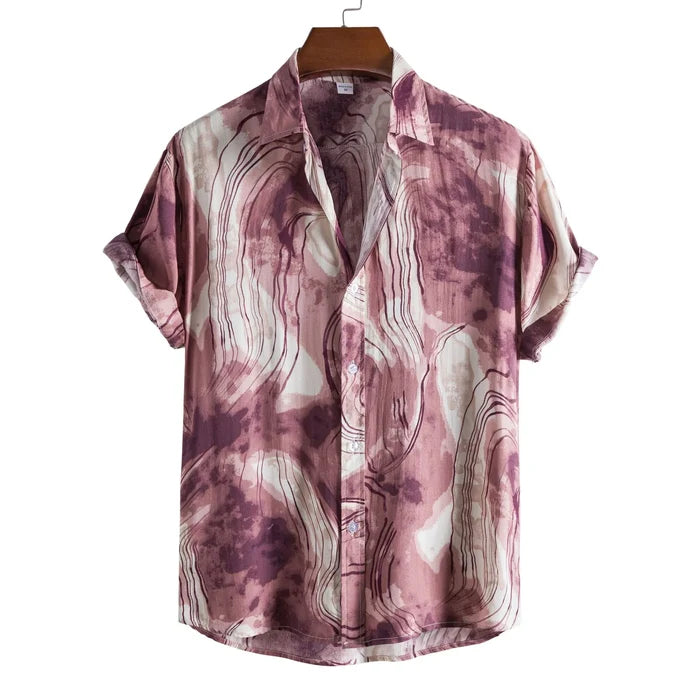Men's Print Short Sleeve Button-Up Shirt